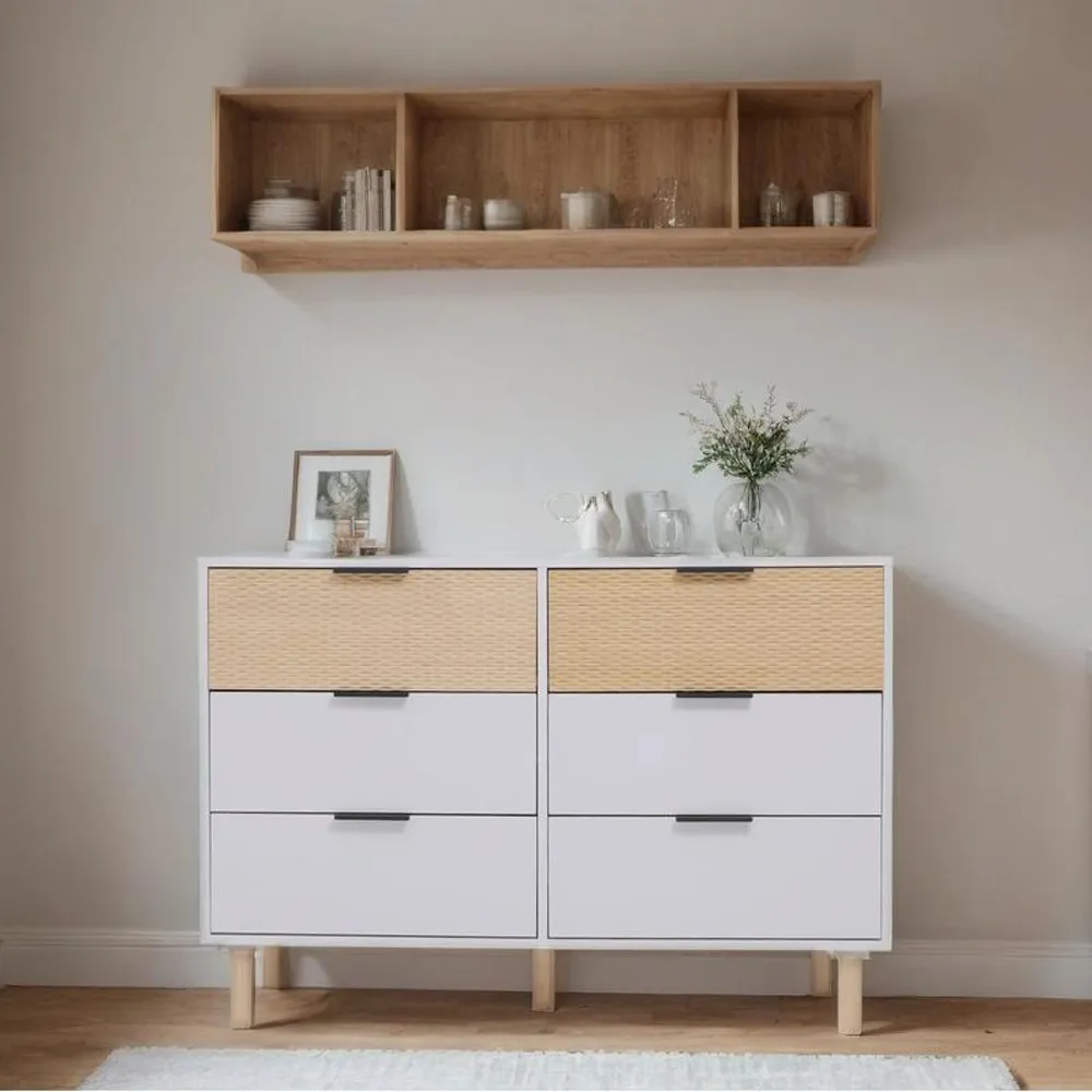 Wooden Storage Cabinet with Drawers - White
