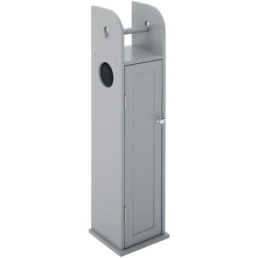 Wooden Toilet Roll Holder Cabinet - Grey