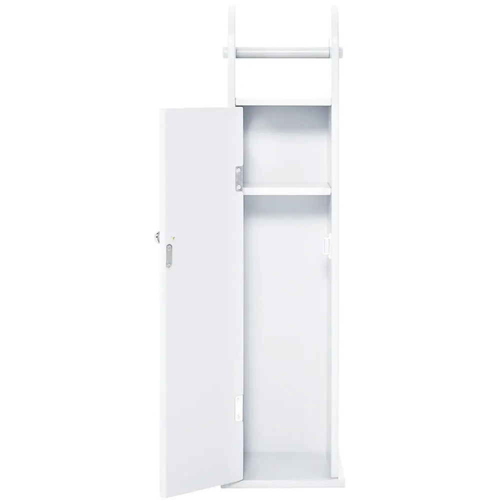 Wooden Toilet Roll Holder Cabinet - White