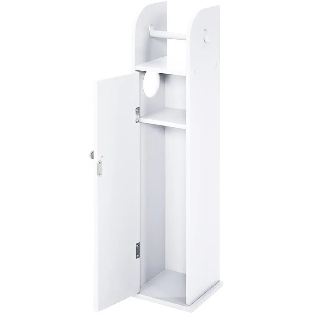 Wooden Toilet Roll Holder Cabinet - White