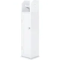 Wooden Toilet Roll Holder Cabinet - White