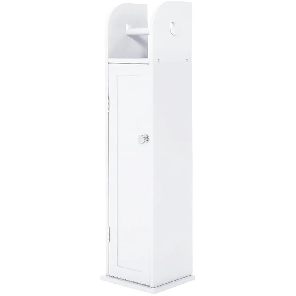 Wooden Toilet Roll Holder Cabinet - White