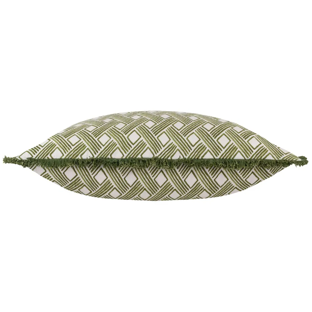 Alexa Geometric Cushion - Green, Cotton