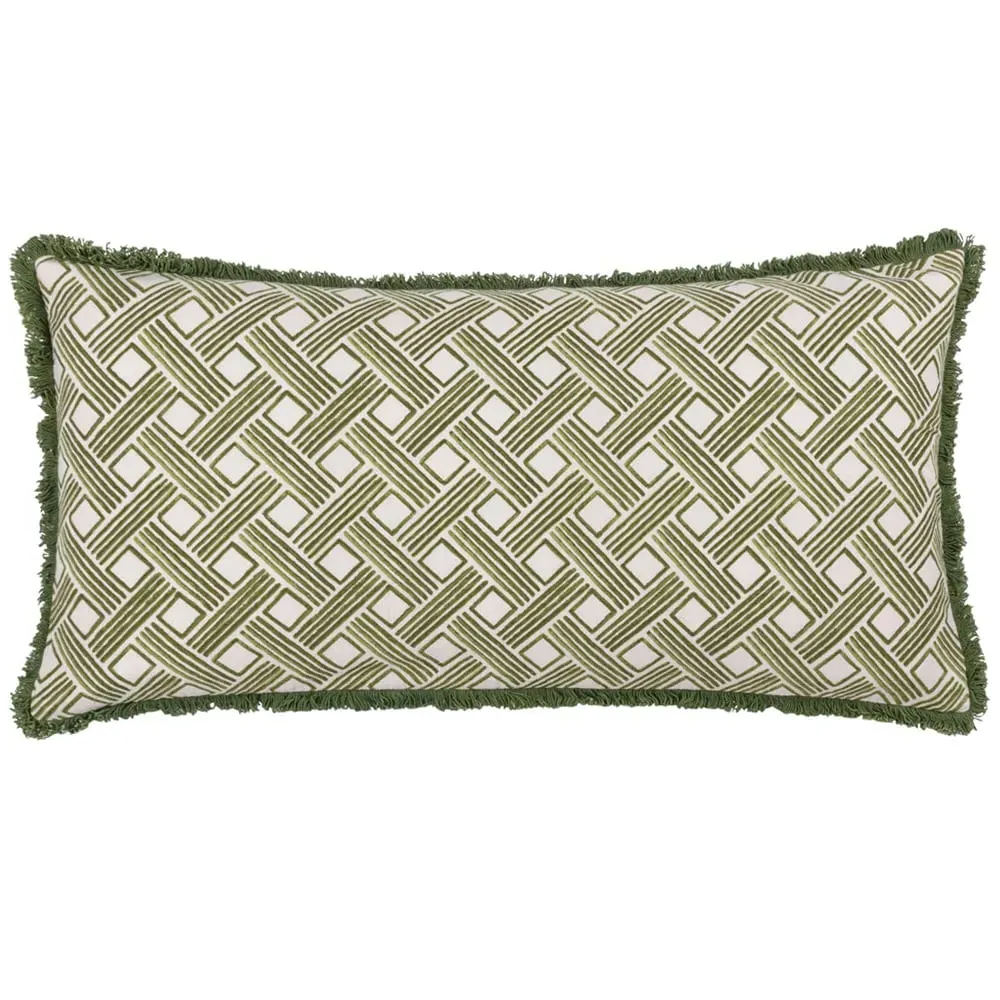 Alexa Geometric Cushion - Green, Cotton