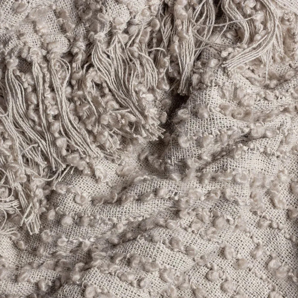 Arvo Woven Fringed Throw - Grey