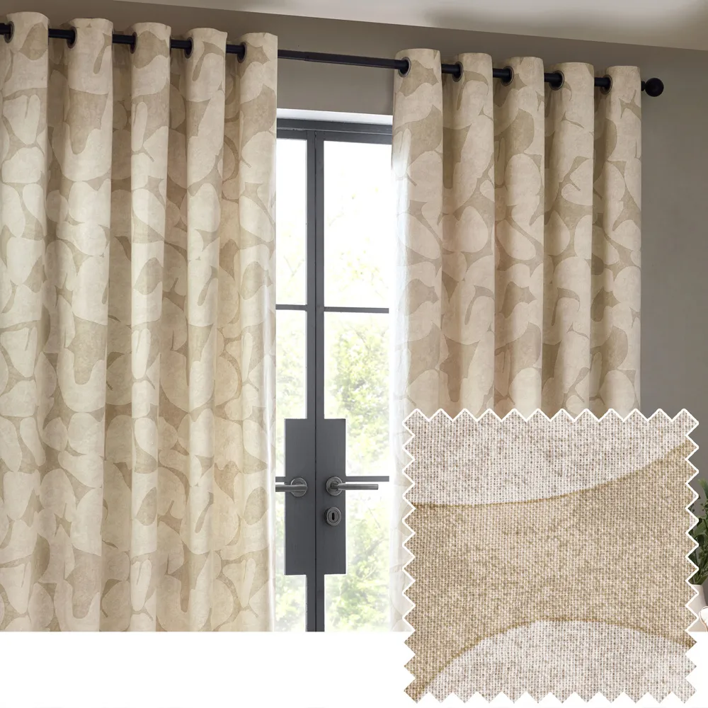 Brinn Abstract Eyelet Curtains - Brown, Cotton