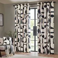 Carro Dusk Abstract Eyelet Curtains - Blue, Cotton