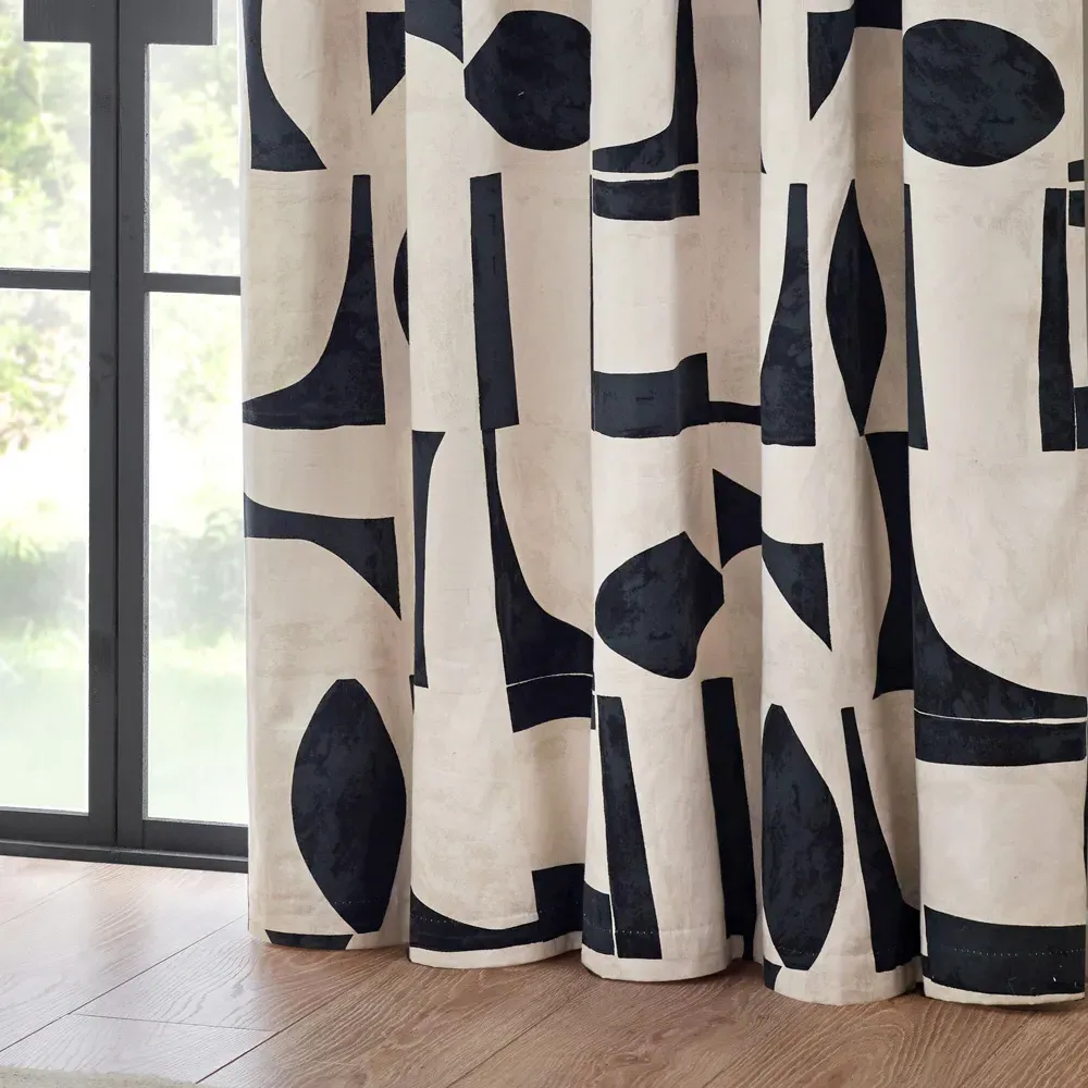 Carro Dusk Abstract Eyelet Curtains - Blue, Cotton