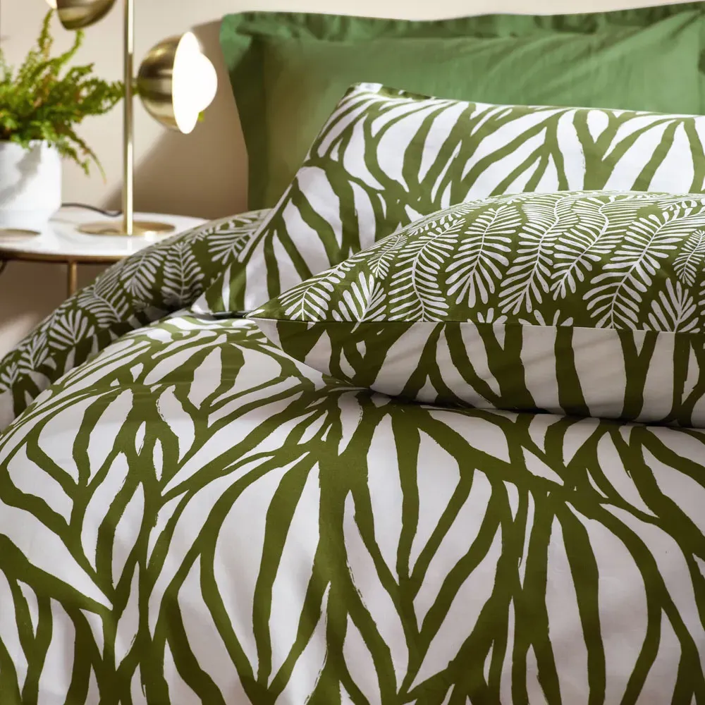 Frond King Size Duvet Set - Olive