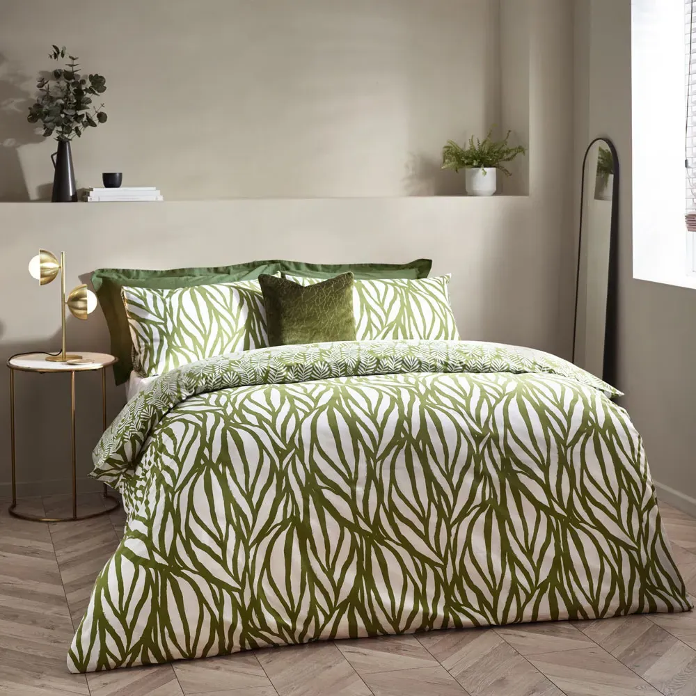 Frond King Size Duvet Set - Olive