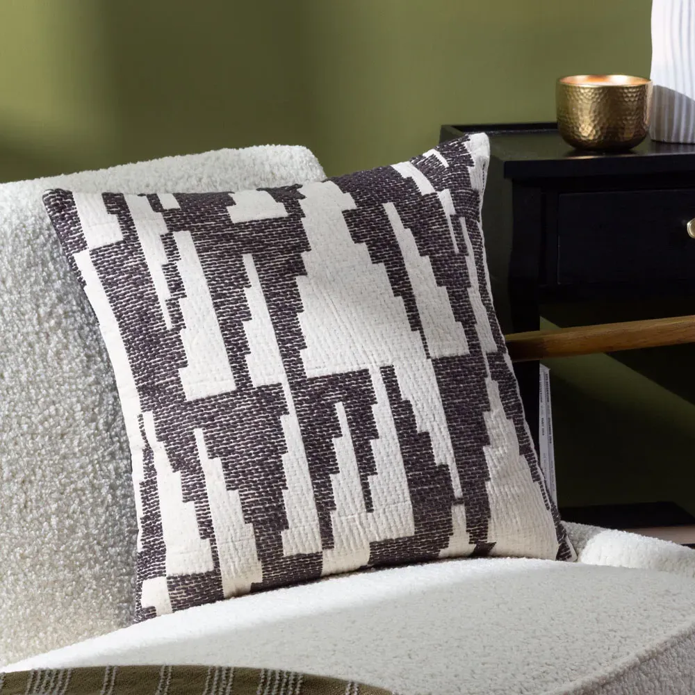 Ibizia Abstract Cushion - Black, Cotton