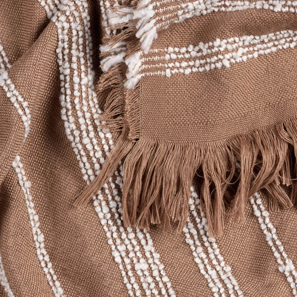 Jour Woven Fringed Throw - Baked Clay