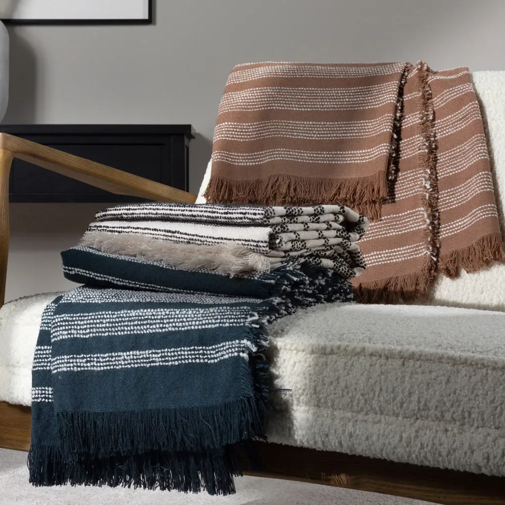 Jour Woven Fringed Throw - Baked Clay
