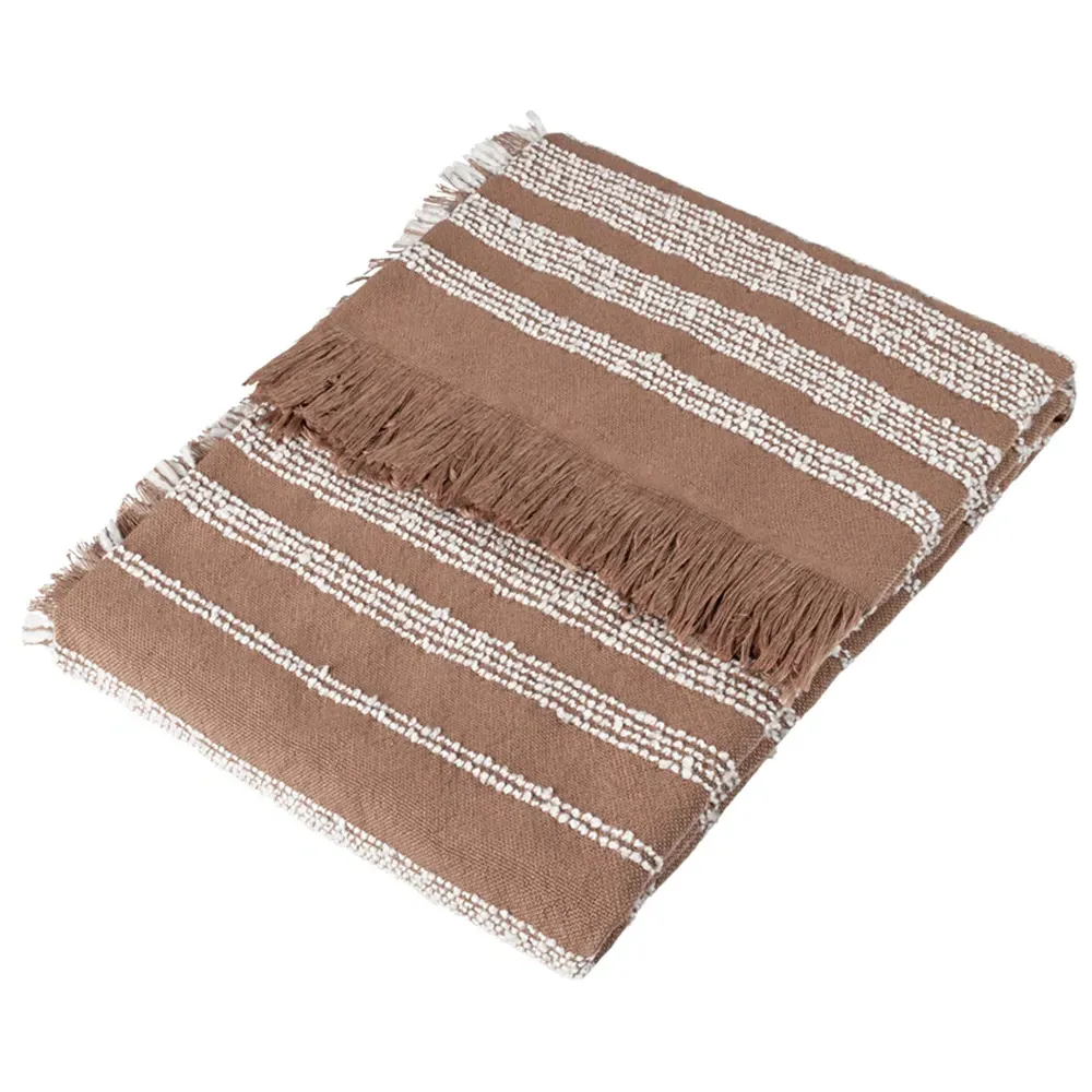 Jour Woven Fringed Throw - Baked Clay