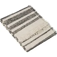 Jour Woven Fringed Throw - Cream
