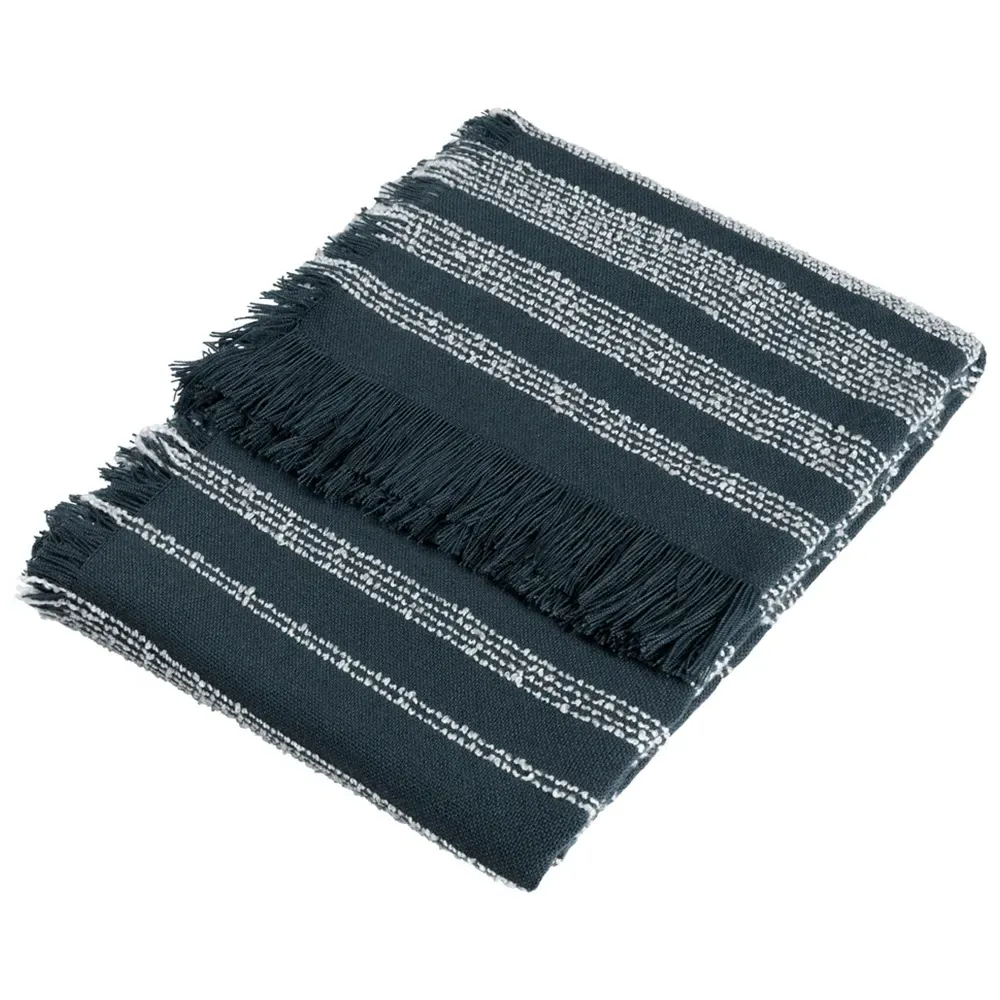 Jour Woven Fringed Throw - Dusk