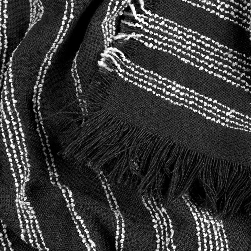 Jour Woven Fringed Throw - Noir