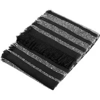 Jour Woven Fringed Throw - Noir