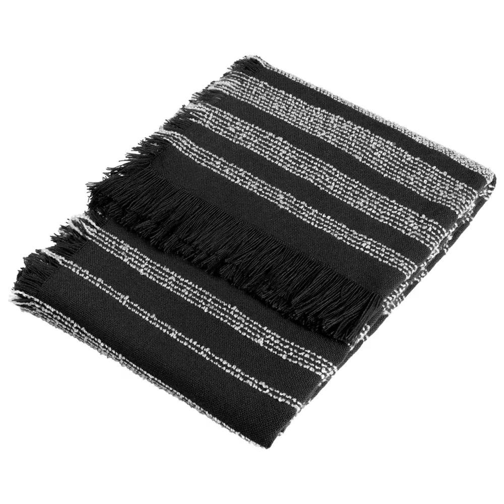Jour Woven Fringed Throw - Noir