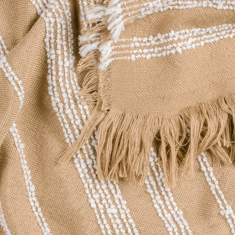 Jour Woven Fringed Throw - Nougat