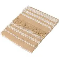Jour Woven Fringed Throw - Nougat