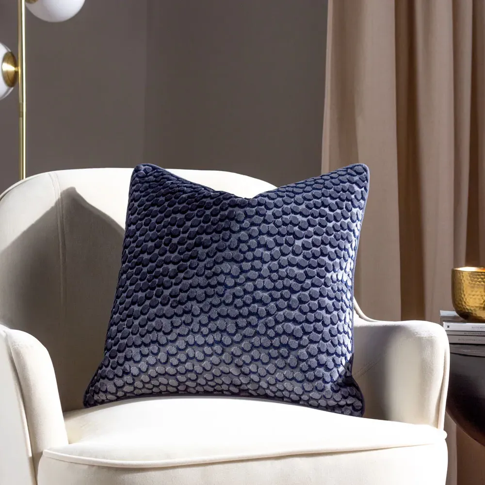 Lanzo Cut Velvet Piped Cushion - Dusk