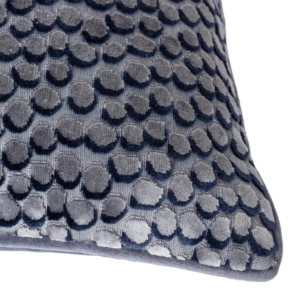 Lanzo Cut Velvet Piped Cushion - Dusk