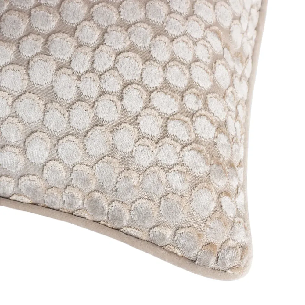 Lanzo Cut Velvet Piped Cushion - Moonbeam