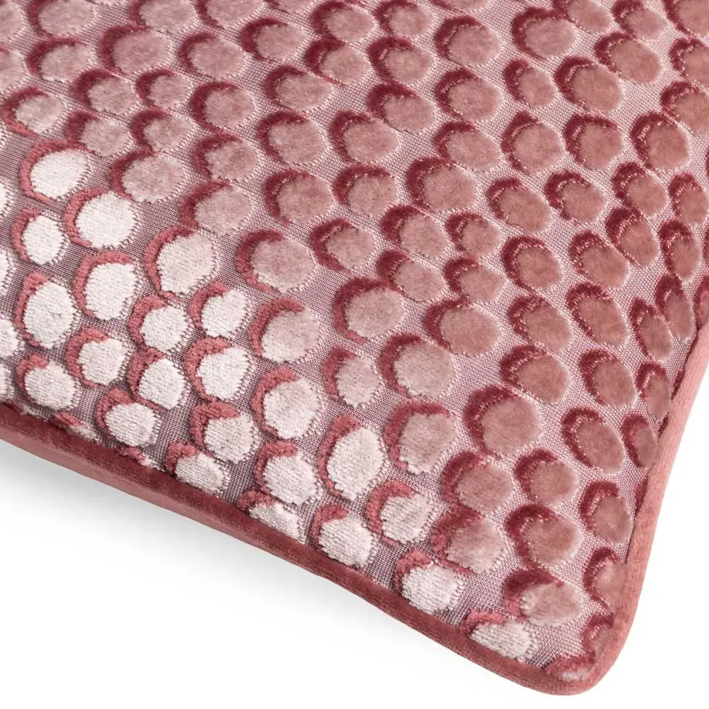 Lanzo Cut Velvet Piped Cushion - Pink
