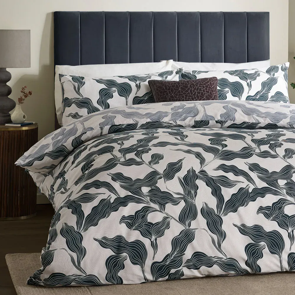 Lauro Double Duvet Set Reversible - Blue, Cotton Blend