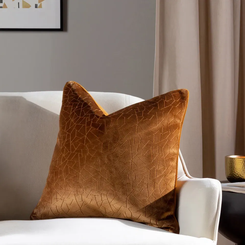 Malans Cut Velvet Piped Cushion - Bronze