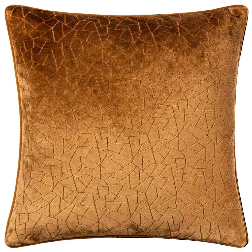 Malans Cut Velvet Piped Cushion - Bronze