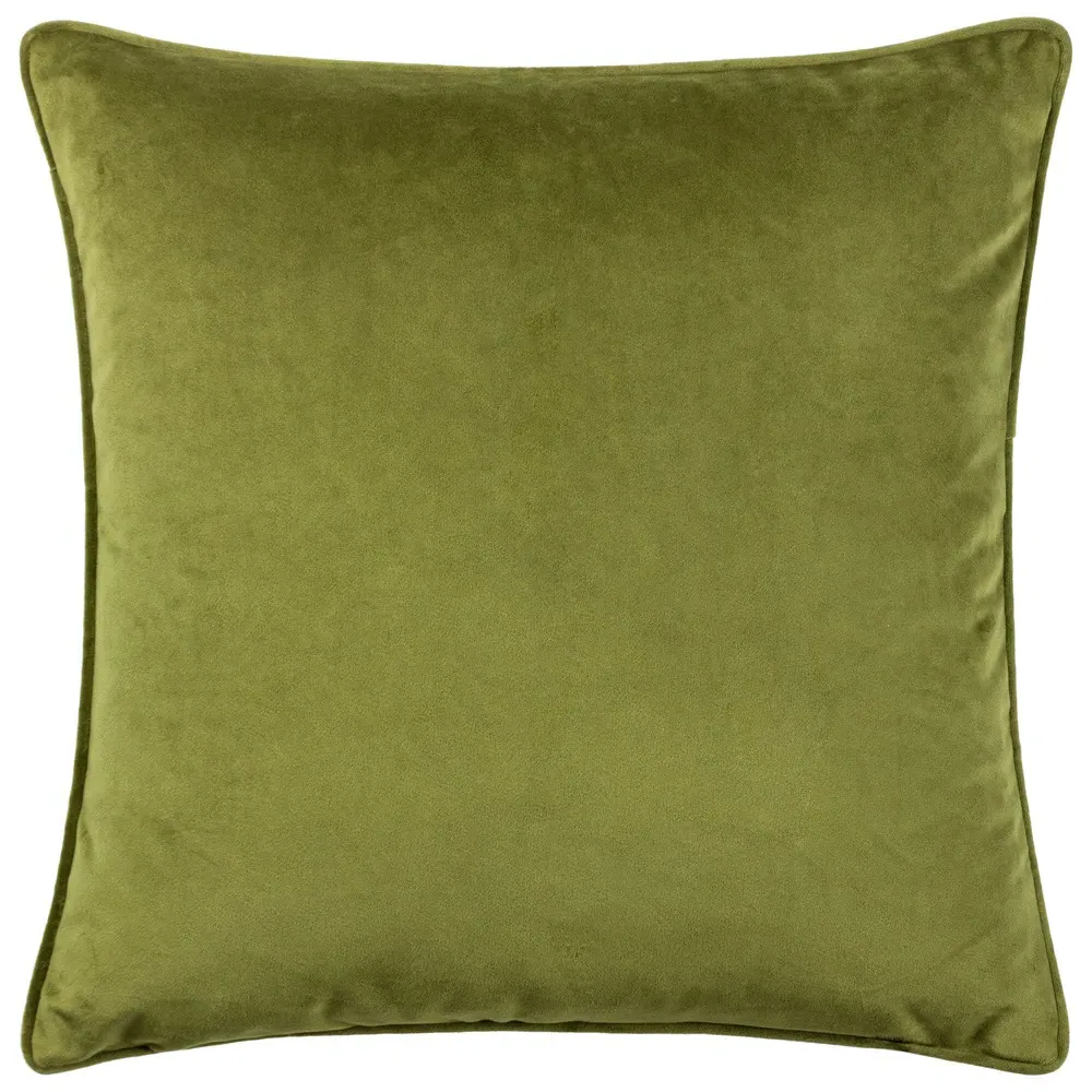 Malans Cut Velvet Piped Cushion - Olive Green