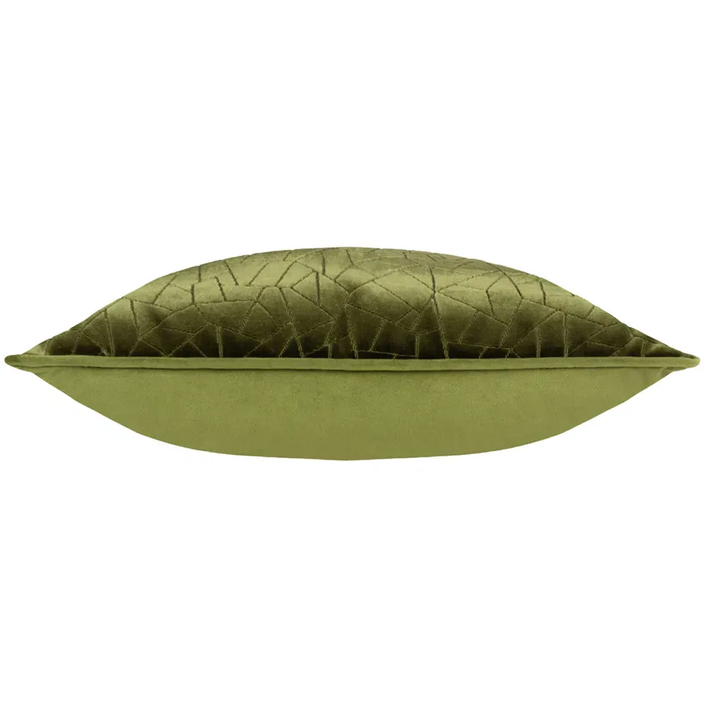 Malans Cut Velvet Piped Cushion - Olive Green
