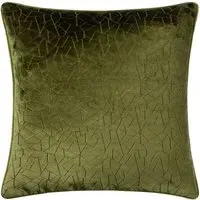Malans Cut Velvet Piped Cushion - Olive Green