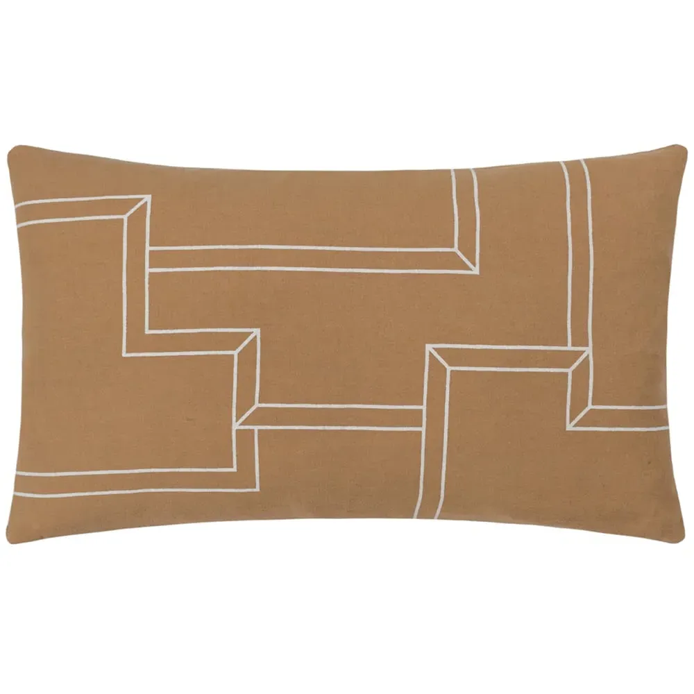Marzena Geometric Cushion - Toffee, Cotton image