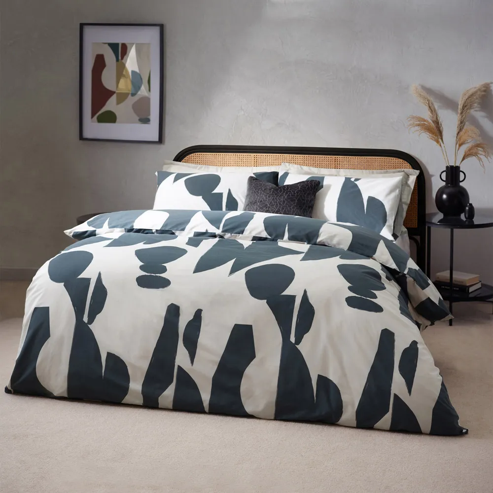 Meta King Size Duvet Set - Grey, Cotton