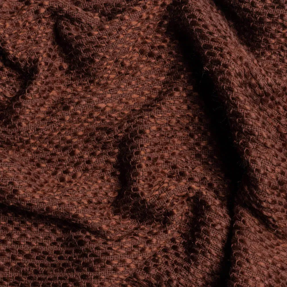 Morni Chestnut Woven Tasselled Throw - Brown