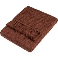Morni Chestnut Woven Tasselled Throw - Brown