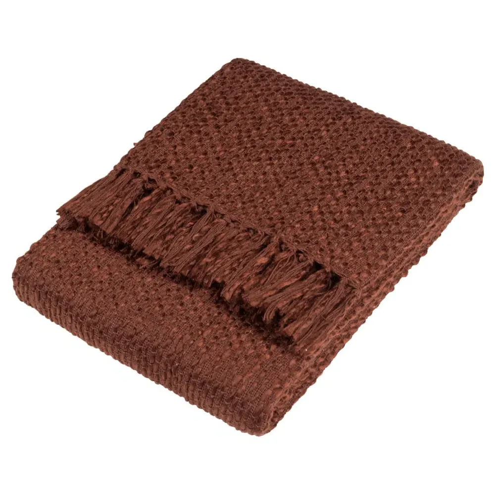Morni Chestnut Woven Tasselled Throw - Brown image