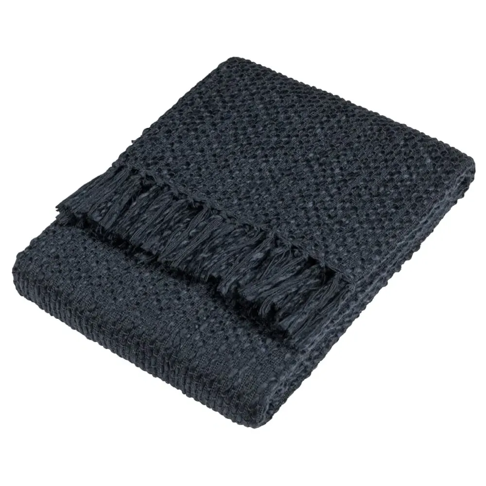 Morni Dusk Woven Tasselled Throw - Black