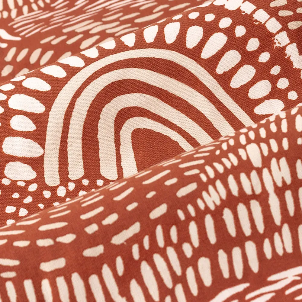 Nola Abstract Eyelet Curtains - Chestnut, Cotton