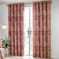 Nola Abstract Eyelet Curtains - Chestnut, Cotton