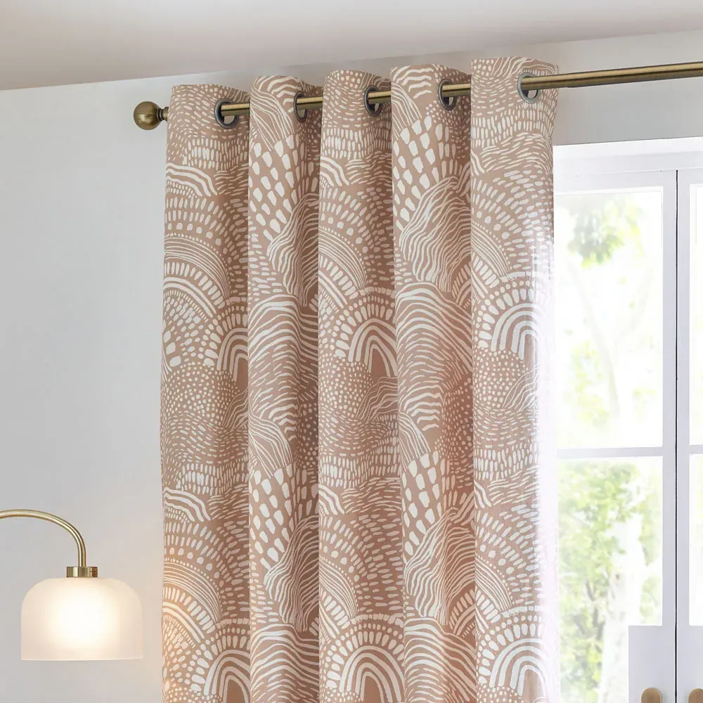 Nola Abstract Eyelet Curtains - Oat, Cotton
