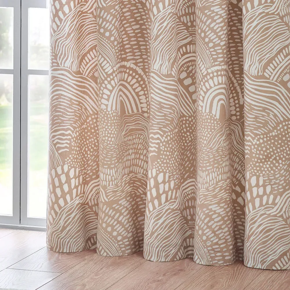Nola Abstract Eyelet Curtains - Oat, Cotton