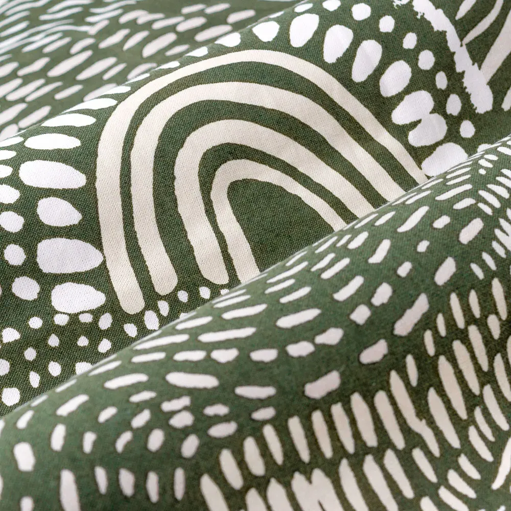 Nola Abstract Eyelet Curtains - Olive, Cotton