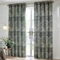 Nola Abstract Eyelet Curtains - Olive, Cotton