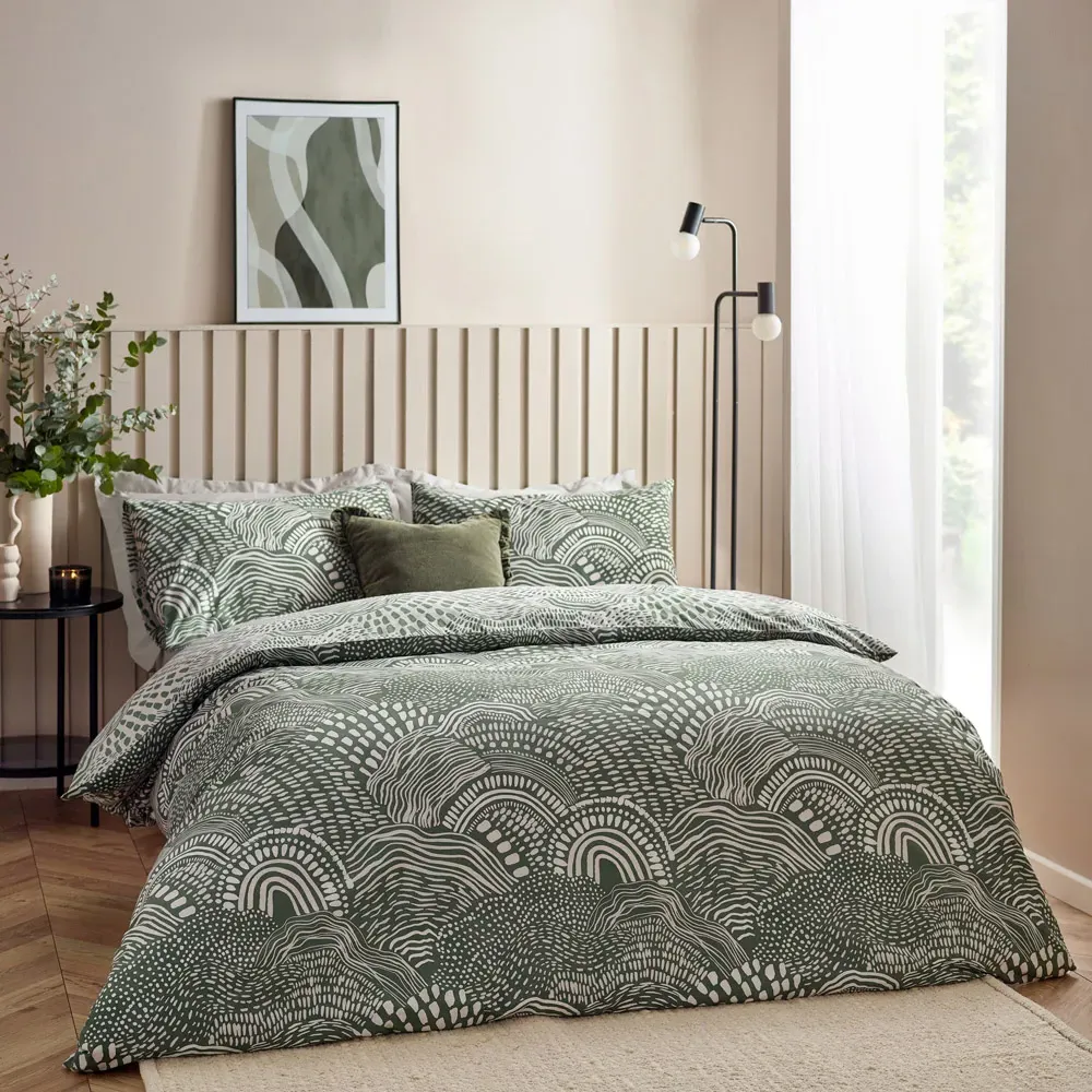 Nola Single Duvet Cover Set - Olive, Cotton Polyester image
