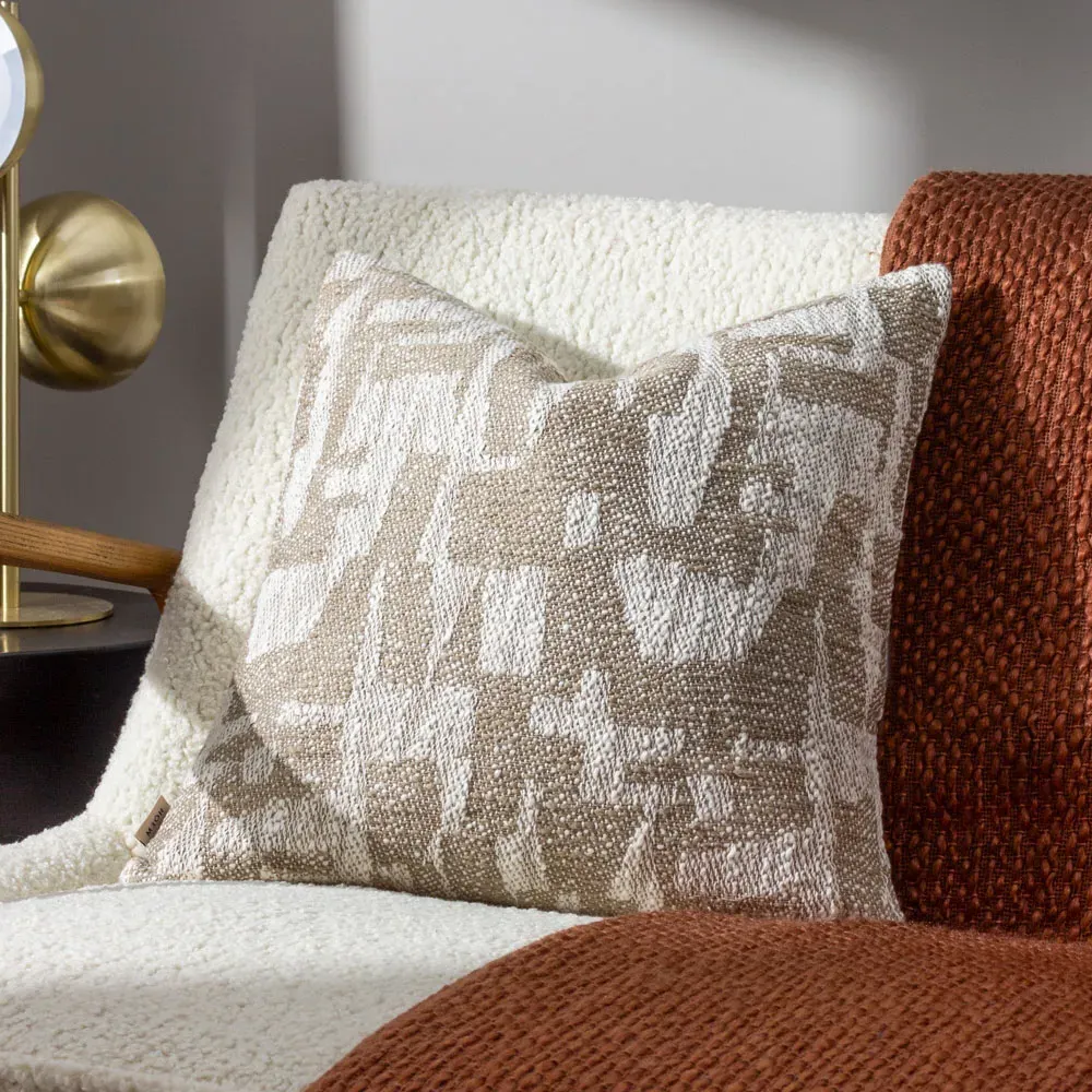 Ola Jacquard Cushion - Taupe, Cotton