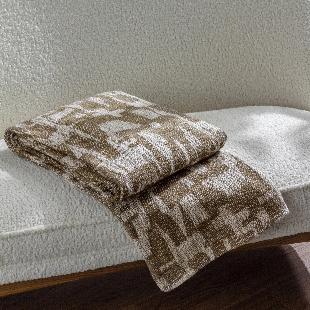 Ola Jacquard Throw - Olive Green, Cotton